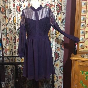 Purple lace high neck dress